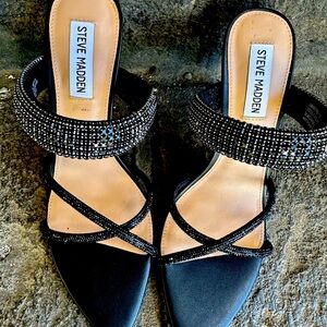 Steve Madden Black Rhinestone Sandals